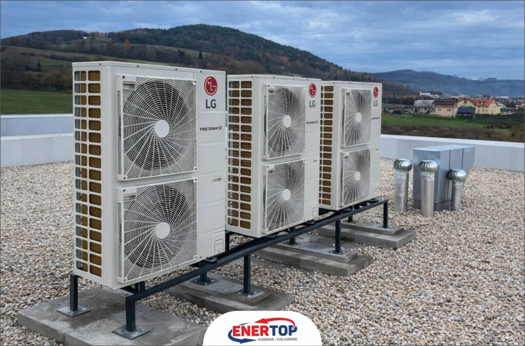Tepelné čerpadlo LG nainštalované v bytovom dome v Dlhá Lúka, okres Bardejov, realizácia ENERTOP.